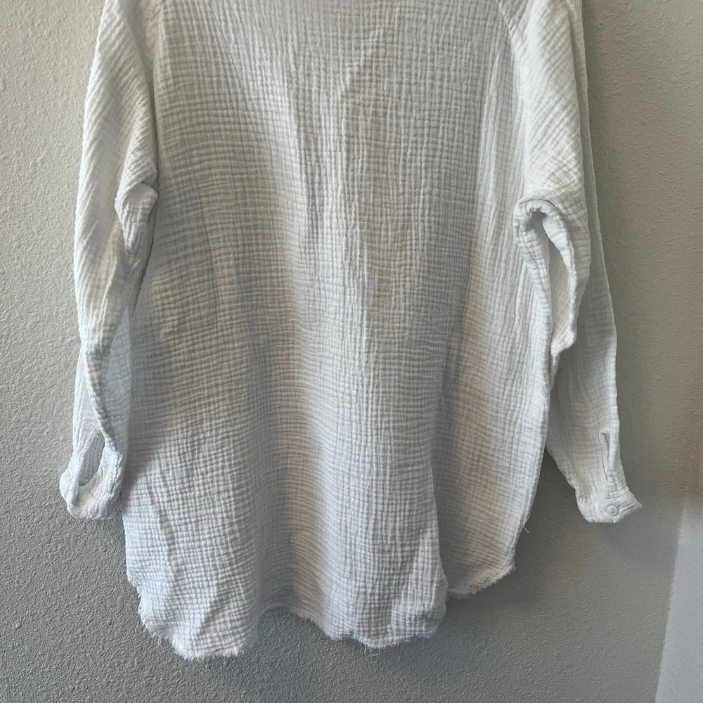 Lucca Women's Top Size XS White Gauzy Cotton Tunic Button Boho Beachy Cottage - Picture 10 of 15